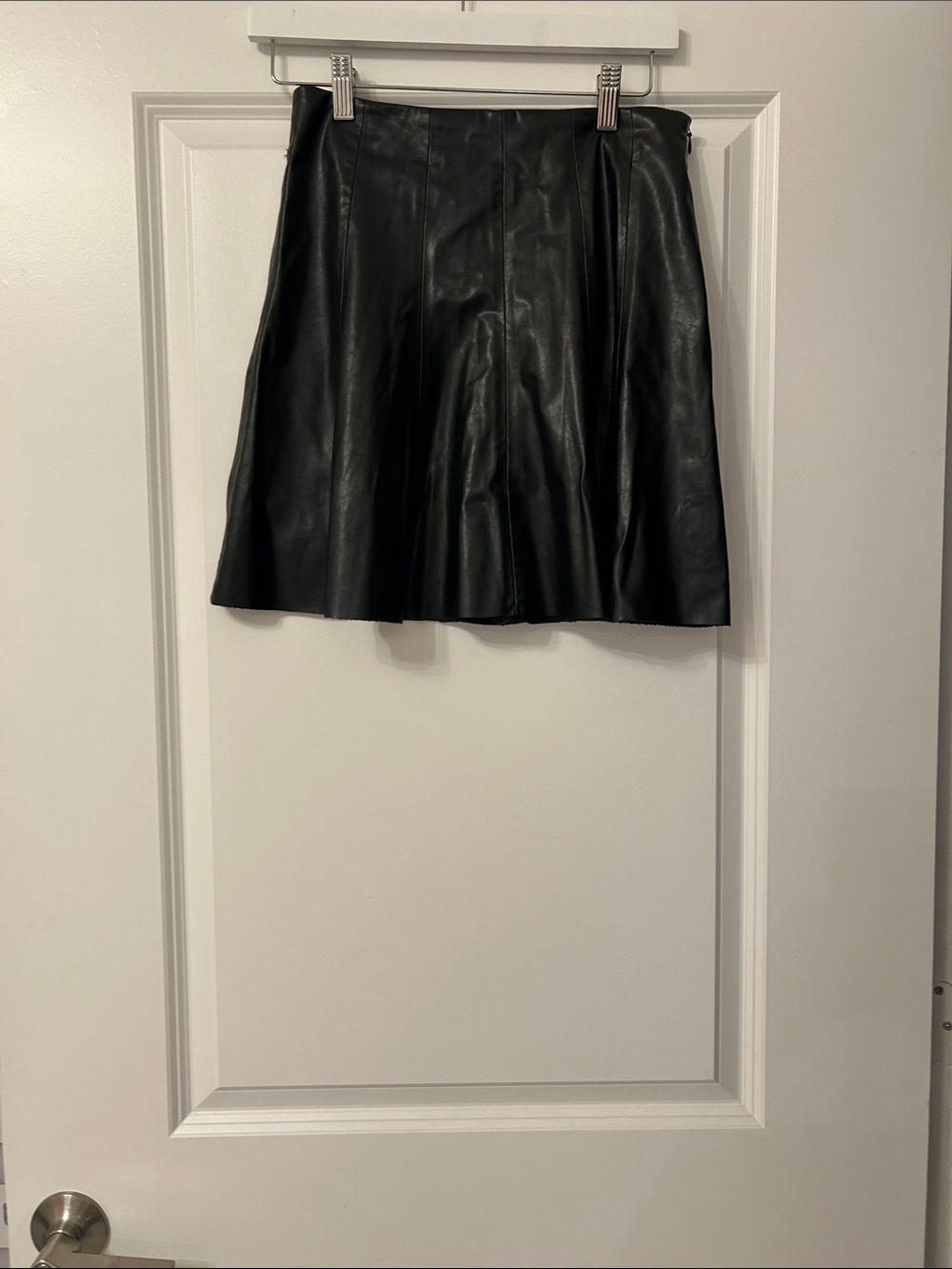 Black Faux Leather A-Line Skirt